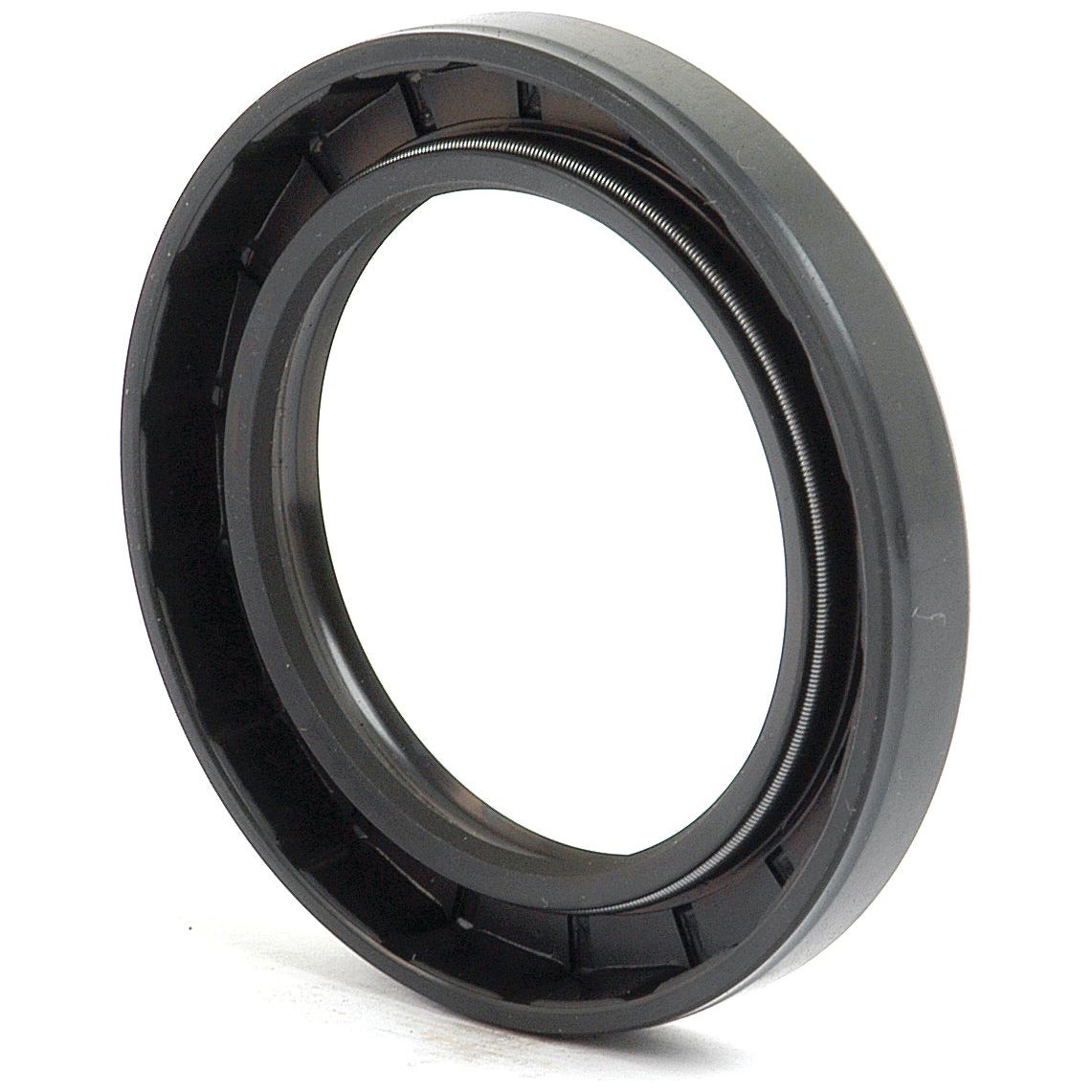 The Sparex Metric Rotary Shaft Seal, Part No. S.50379, measures 50 x 72 x 10mm and features a double lip for enhanced performance. This black circular rubber seal incorporates a metal spring inside for added durability.