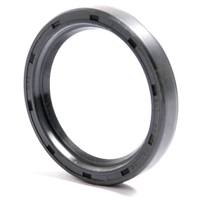 A close-up of the Metric Rotary Shaft Seal, 53 x 68 x 10mm Single Lip (Sparex Part No. S.50400) from Sparex, featuring its black rubber composition with a circular shape, outer ridges, and a smooth inner surface.