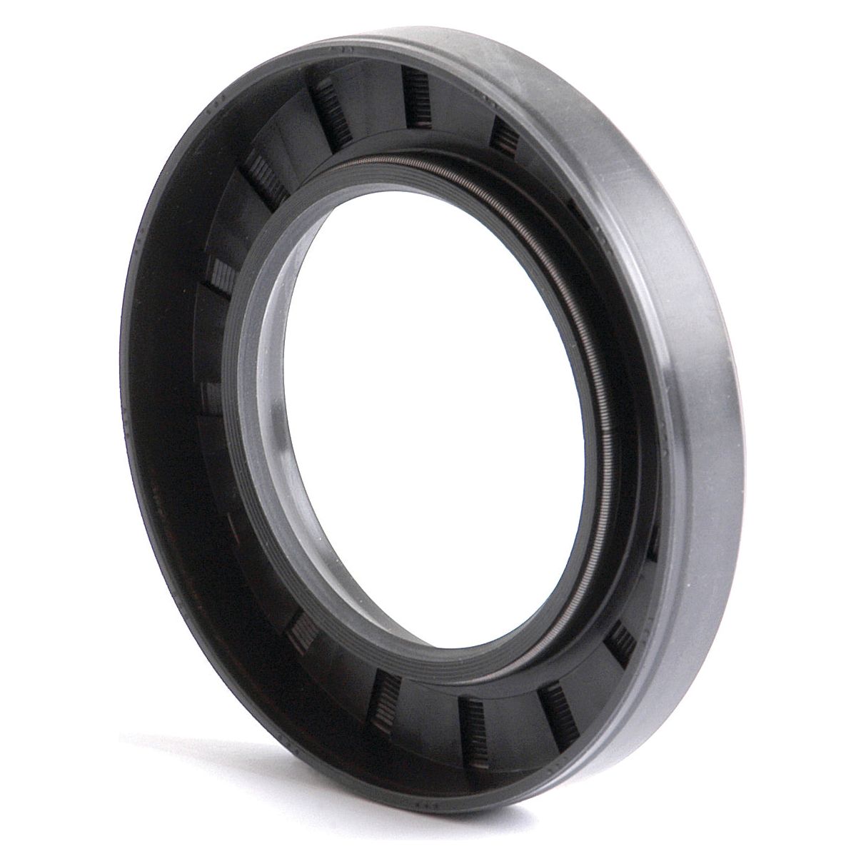 A black, 55 x 90 x 13mm circular rubber oil seal ring with ribbed edges, designed to prevent fluid leakage in machinery. The Sparex Metric Rotary Shaft Seal (Part No. S.50414) offers optimal performance and durability with its single lip design.
