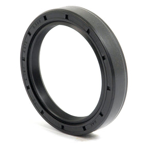 Close-up image of a Sparex Metric Rotary Shaft Seal, 57 x 73 x 12.5mm (Part No. S.52621), in black rubber, with visible markings and ridges on its surface.