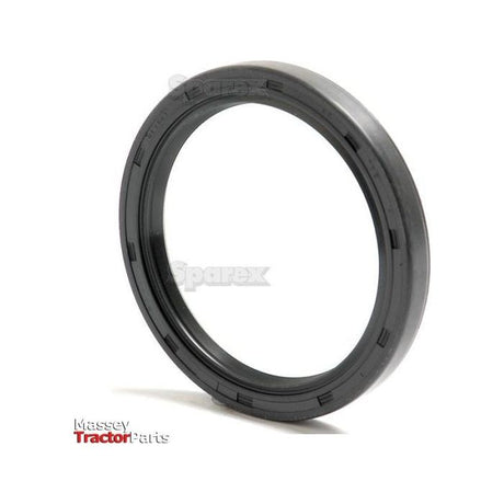 Close-up of a black rubber Double Lip tractor oil seal with visible text "Sparex" and "Massey Tractor Parts" on a white background. This Metric Rotary Shaft Seal, branded as Sparex Part No.S.50421, measures 60 x 75 x 8mm.
