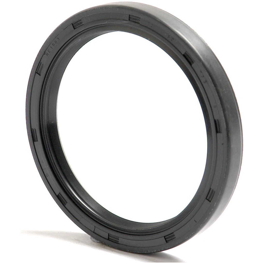 Close-up of a Sparex Metric Rotary Shaft Seal, 60 x 75 x 8mm, featuring a black rubber construction with a smooth inner ring and slightly textured outer edge. This seal, identified by Sparex Part No. S.50421, features a Double Lip for enhanced performance.