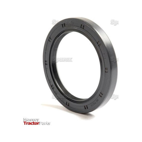 A black rubber oil seal with ridged edges labeled “EE” on the outer surface. The background is white. The "Massey Tractor Parts" logo is in the bottom-left corner. This double lip 62 x 85 x 10mm metric rotary shaft seal, known as Sparex Part No.S.50432, resembles John Deere AL38356 specifications.
