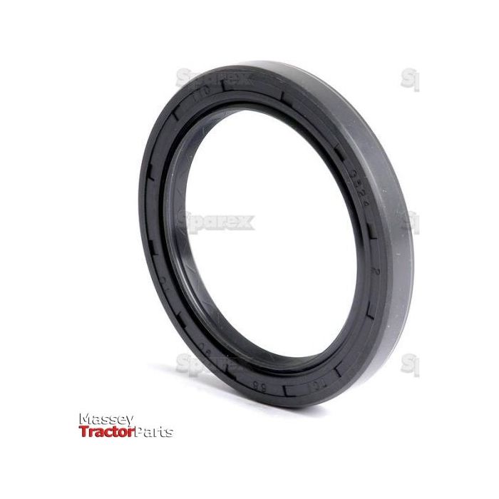 A black circular rubber seal with ridges around the edges, labeled as Massey Tractor Parts. This Sparex Metric Rotary Shaft Seal (68 x 90 x 10mm, Sparex Part No. S.50441) features a double lip design for enhanced durability.