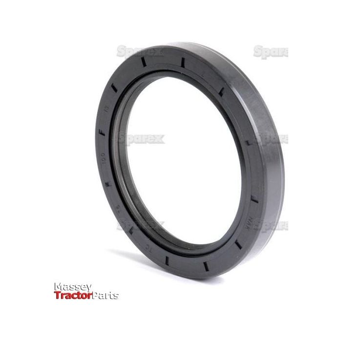 A black O-ring used in machinery, displayed on a white background. The text "Sparex" is visible in the lower-left corner, highlighting its specifications as a 75 x 100 x 13mm metric rotary shaft seal with a double lip design, Sparex Part No.S.50455.