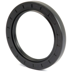 A black circular rubber seal with a smooth outer edge and internal ridges, the Sparex Metric Rotary Shaft Seal (Part No. S.50459), measuring 80 x 110 x 12mm with a double lip design, is engineered to prevent leaks in mechanical systems.