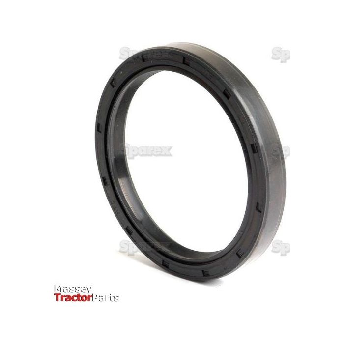 Displaying prominently against a white background, this black circular rubber seal, marked with "Sparex" and "Massey Tractor Parts," has an inner diameter slightly smaller than its outer diameter. This is the 85 x 110 x 13mm Metric Rotary Shaft Seal with a Double Lip design for enhanced performance, identified by Sparex Part No.S.50464.