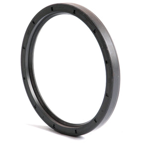 A close-up of the Sparex Metric Rotary Shaft Seal, 85 x 100 x 9mm Single Lip (Sparex Part No.S.50461), features its black circular form and evenly spaced grooves on its inner edge, commonly used to prevent leaks in mechanical systems.