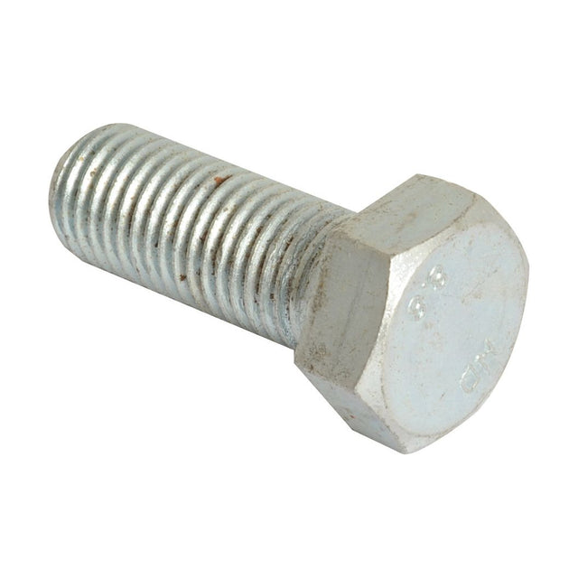 A close-up image of a Sparex metric setscrew, Part No. S.8743, zinc-plated and conforming to DIN 933 standards, laying on its side.