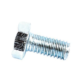 Close-up of a zinc-plated Sparex Metric Setscrew, M6x12mm (DIN 933) with a hexagonal head and threaded shaft, featuring a tensile strength of 8.8 (Sparex Part No.S.6891).