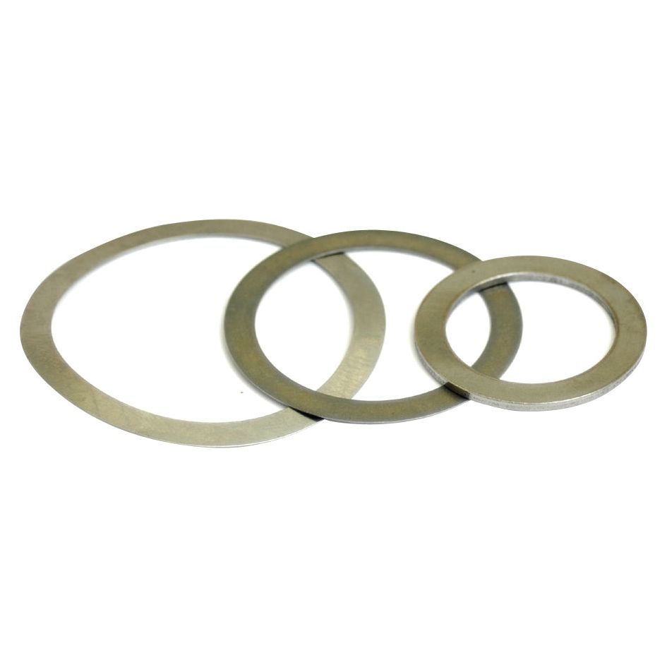 Three Sparex Metric Shim Washers (ID: 35mm, OD: 45mm, Thickness: 1mm, complying with DIN 988 standards), arranged side-by-side on a white background.