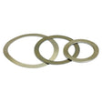 Three metal washers of varying sizes, including a Sparex Metric Shim Washer with a 50mm ID, are placed side by side on a white background.