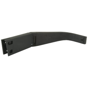 The Mirror Arm (500mm, RH - S.67986) by Sparex is a black, curved plastic component featuring a hinge and attachment points on both ends. This arm is engineered for durability and precision, making it an ideal part for larger mechanical or furniture assemblies.
