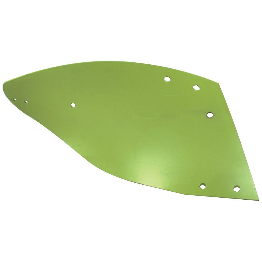 A green, metal, curved sheet with several holes of different sizes; the Sparex mouldboard (RH) compatible as an RH fitting for Dowdeswell 1136598 (Sparex Part No. S.127495).