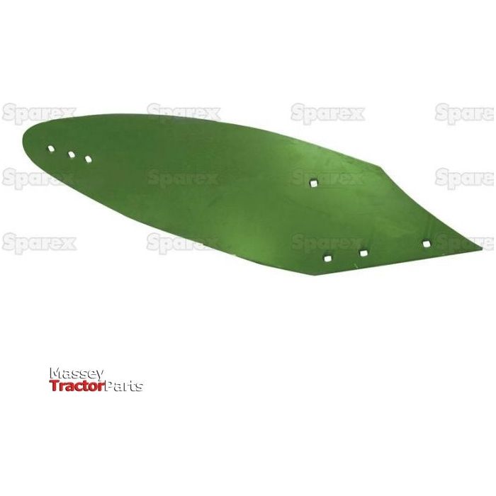 A green, metal agricultural implement attachment with four bolt holes is shown against a white background. "Sparex" and "77468" are written in the bottom left corner. This mouldboard (RH) fits as: 53262 and has the Sparex Part No. S.127567.