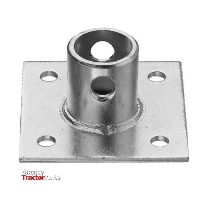 The Sparex Mounting Bracket (Sparex Part No. S.29317) features a cylindrical center hole on a rectangular base with four corner holes, specifically designed for compatibility with the Simol 28300 Side Wind Parking Jack.