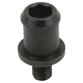Close-up view of the Sparex Mounting Screw (Part No. S.60543), a black metal screw with a hexagonal socket head, flat flange, and threaded end – perfect for use in John Deere machinery.
