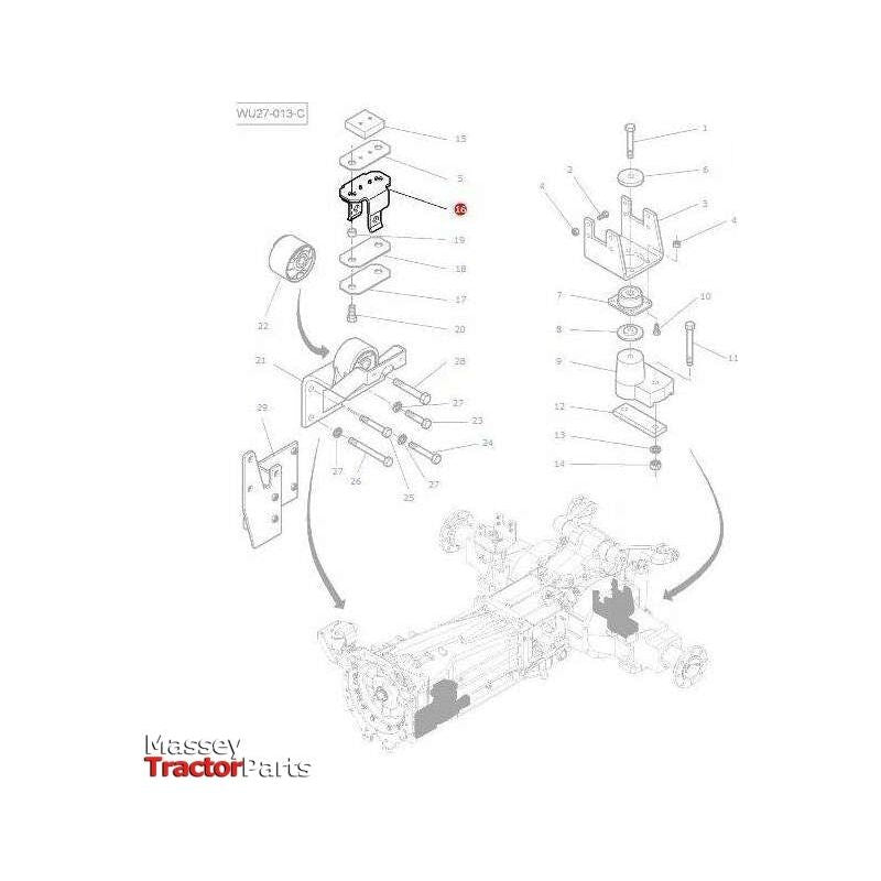 Massey Ferguson Mounting Support - 4288242M1 | OEM | Massey Ferguson parts | Cab Interior-Massey Ferguson-Cab Mounts,Cabin & Body Panels,Farming Parts,Tractor Body,Tractor Parts