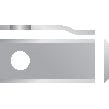 Image of a gray, metallic rectangular object with a small round hole near one end and a protruding section on the opposite end. This Sparex Mower Blade - Stepped Blade - 96 x 40x3mm with Hole Ø19mm is suitable for Deutz-Fahr models.