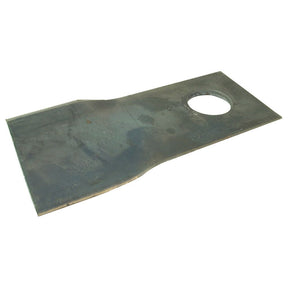 A Sparex mower blade, a twisted blade with a sharp and parallel bottom edge measuring 105 x 48 x 3mm and featuring a Ø19mm circular hole near one end, lies flat on a white surface. This left-hand replacement component is designed to fit the Claas CORTO and PZ models as part number 9041788.