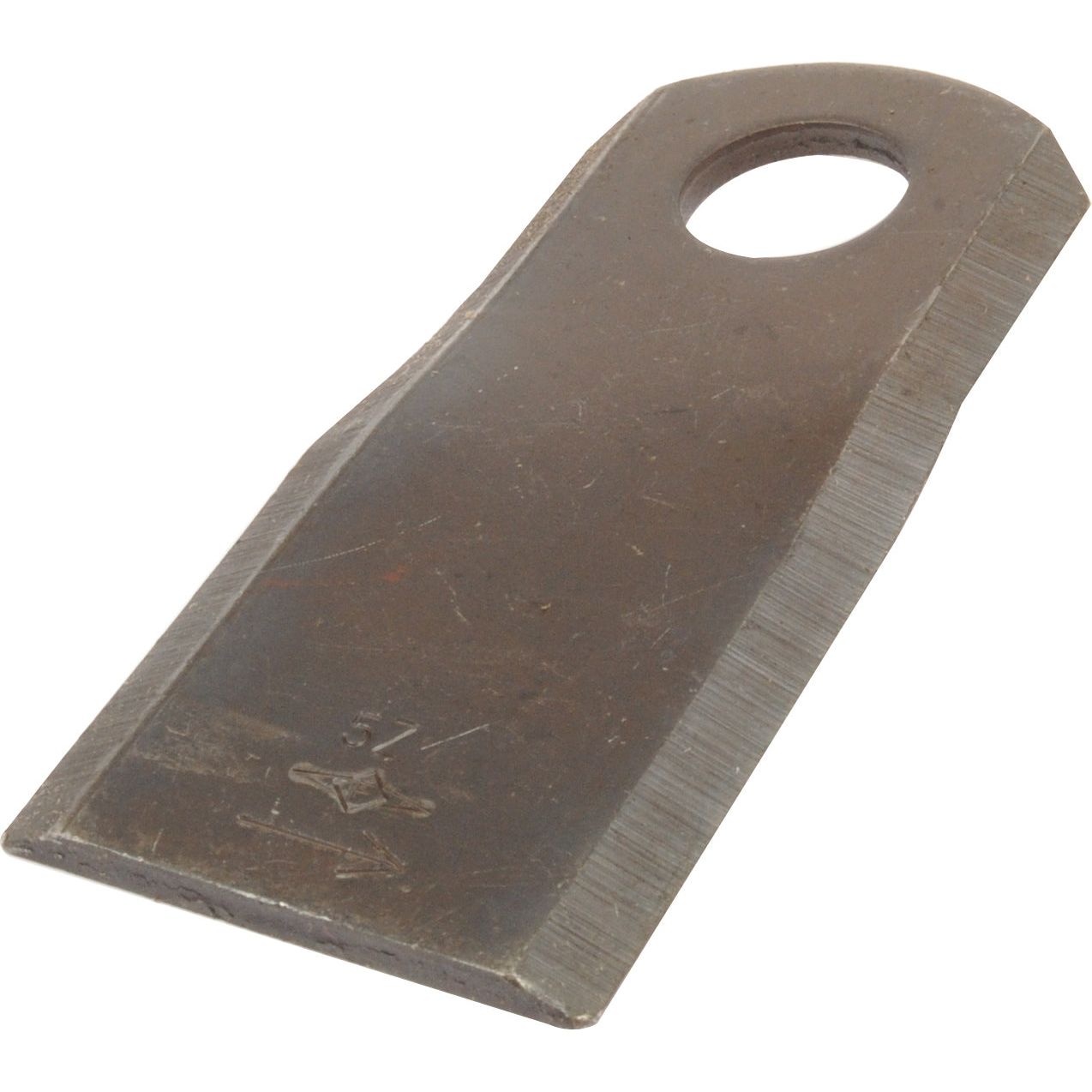 The Sparex Mower Blade - a twisted blade with a sharp, parallel bottom edge, dimensions of 115 x 50 x 4mm, and a Ø20.5mm hole near the top, is the perfect replacement for the Kuhn GMD3510 (Part No. S.72568).