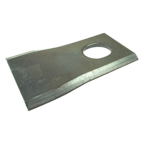 A flat, twisted metallic blade with a sharp and parallel top edge, measuring 92 x 50 x 4 mm with a 20.5 mm circular hole near one end, branded as Sparex Mower Blade - Replacement for JF, Stoll (Part No. S.77084), lying against a white background.