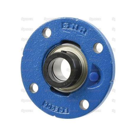 A blue, four-bolt industrial bearing housing from Sparex, model ESFCE208 by NTN SNR, featuring visible mounting holes and a cylindrical center opening specifically designed to accommodate a 40mm Bearing. This robust unit ensures efficient performance for various machinery applications. The Sparex part number is S.138519.