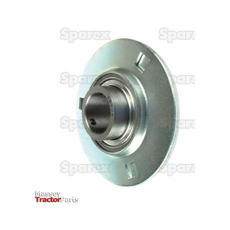 A metal tractor part featuring a round center bearing and a flat circular base, displaying the Sparex logo in the background. The bottom-left corner shows the Massey Tractor Parts logo alongside an NTN SNR Three Bolt Flanged Unit (USPF205) with metric measurements, noted as Sparex Part No. S.138537.