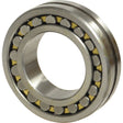 Close-up of the NTN SNR Spherical Bearing (22207EAW33) - S.138425 by Sparex, featuring evenly spaced steel balls and an inner and outer ring, suitable for detailed manufacture information.