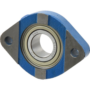 An NTN SNR Two-Bolt Flanged Unit (Sparex Part No. S.138489) branded by Sparex, featuring a blue metallic finish and two bolt holes, with a visible inner bearing ring marked "SNR" and "ES 205 G2," is compatible with the ESFD205 configuration.