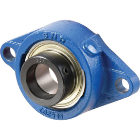 The Sparex NTN SNR Two-Bolt Flanged Unit (ESFLE207), identified by Part No. S.138515, is a blue housing with two mounting holes designed to support a rotating shaft and ensure smooth operation. Its 2RS seal type enhances protection and durability, making this bearing unit ideal for reliable performance in various applications.