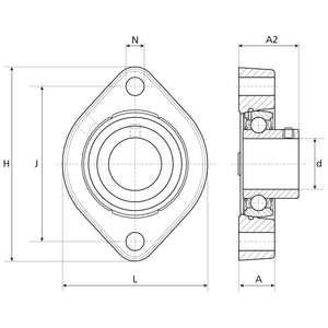 NTN SNR Two-Bolt Flanged Unit (USFD205)
 - S.148255 - Farming Parts