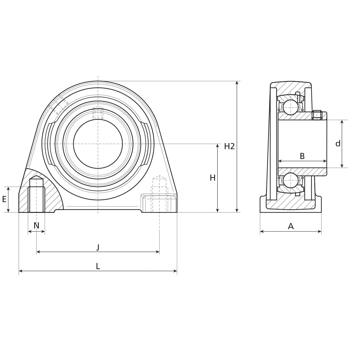 Technical drawing of the Sparex USPAE205 mechanical bearing housing, including front and side views with labeled dimensions for a 25mm bearing from NTN SNR (Sparex Part No. S.138526).
