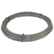 The Sparex NYLON TUBING-10MMX15M - S.12879 is a grey plastic tubing coil, ideal for pneumatic systems, and it is held together with metal twist ties at two points.