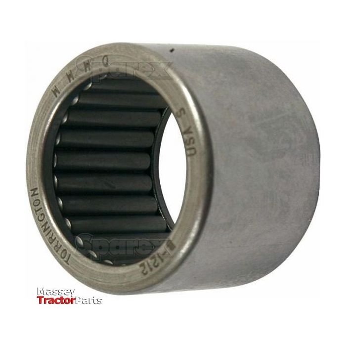 A cylindrical metal needle bearing with visible inner rollers. Markings include "TORRINGTON," "D.A.1212," "USA," and "N H." The Massey Ferguson logo at the bottom indicates it belongs to Sparex Needle Bearing (SCE1212) | Sparex Part No. S.41596 and is compatible with Massey Tractor Parts.