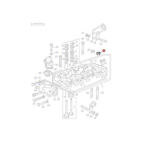 Exploded view highlighting the Nut Cylinder Head (part number 1476263X1) from a Massey Ferguson engine component, with various parts numbered and labeled for reference. This product is a genuine AGCO part.