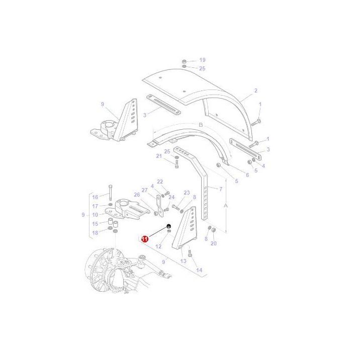 Nut Fender Pivot - F835700030060 - Massey Tractor Parts