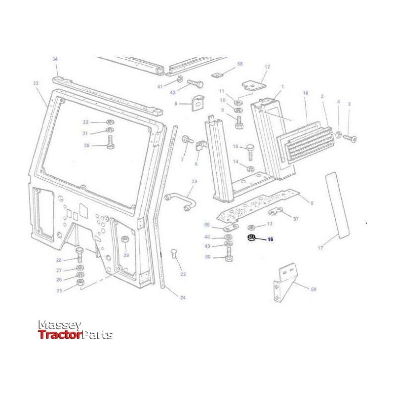 Exploded view diagram of AGCO's Massey Ferguson Tractor parts, illustrating individual components, their assembly, corresponding part numbers, and the specific placement of the Nut M12 (part numbers 1441344X1 and 1441408X1).