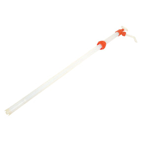 The Sparex Nylon Self Priming Chemical Lift Pump - S.25458 is a white, hand-operated siphon pump with a long tube and a red connector near the top, making it ideal for transferring AdBlue antifreeze.