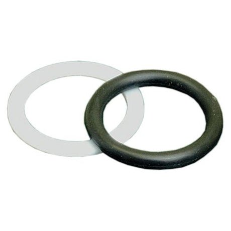 Two sealing rings: one white, flat, and made of non-metal material; the other a thicker, black cylindrical O-RING (Sparex Part No.S.30000). Discover detailed product specifications at Sparex.