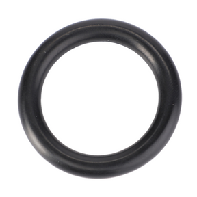A black rubber O-ring from AGCO lies flat against a white background, resembling the essential Massey Ferguson - O Ring Housing to Pump 25mmX5mm (V614602550) for a Massey Ferguson tractor from the 3600 Series.