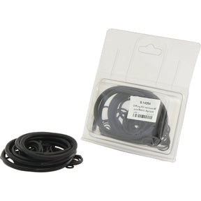 A partially opened Sparex package of assorted black O-rings, specifically the O'Ring Kit various 48 pcs Metric Agripak (S.14254), is displayed, showcasing some O-rings next to the package.