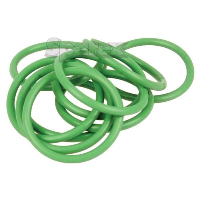 A 10-piece pack of green rubber O-rings, ideal for a standard size 12 hose fitting, branded as Sparex Part No. S.106850 (dimensions: 17.17 x 20.73 x 1.78mm) is displayed against a plain white background.