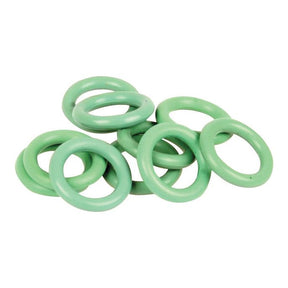 A cluster of green O' Ring Pack Sparex O-rings, 10 pcs in total (6.6 x 10.16 x 1.78mm | Sparex Part No.S.106842), is laid out against a white background.
