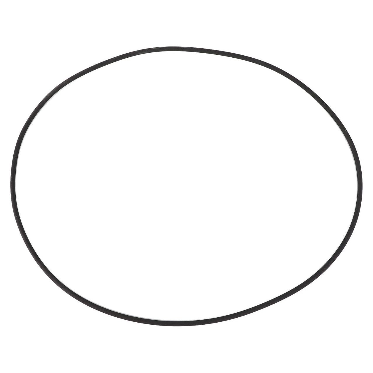 A thin, black rubber O-ring is displayed on a white background, forming an irregular circular shape, reminiscent of the precision found in the Massey Ferguson - O-Ring, Transmission (Ø 228.19 x 3.53 mm) by AGCO (model number 4358303M1).