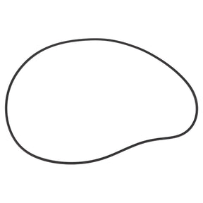 A black, irregularly shaped rubber band lies on a white background, evoking the sleek, innovative design of AGCO's Massey Ferguson models such as the transmission O-Ring (Ø 247.24 x 3.53 mm) with part number 4358302M1.