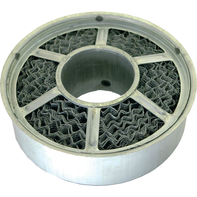 The Oil Bath Element - S.40555 by Sparex is a circular metal filter with a central hole and a pleated mesh design, perfect for oil bath applications.