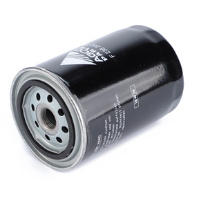 A black cylindrical engine oil filter with a metal base and multiple holes for attachment, displaying some text and numbering on its surface. This AGCO Genuine part, named the Fendt - Oil Filter - F238202310010, is designed to fit various Fendt models.
