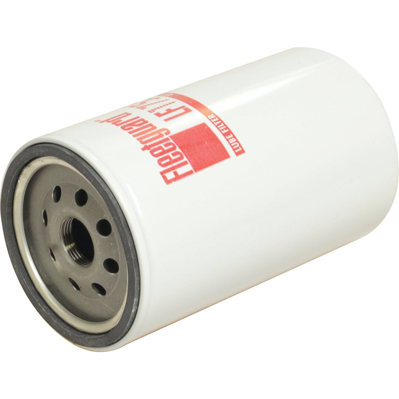 Close-up of a white Sparex Oil Filter - Spin On - LF17556 with a cylindrical shape, featuring a metal threaded opening and multiple holes on one end. The Sparex brand name and model number are visible in red print, showcasing reliability trusted by brands like JCB.