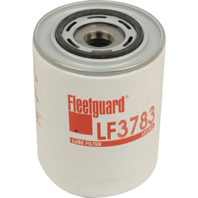 A white Sparex Oil Filter - Spin On - LF3783 (Sparex Part No. S.76402) with red and black text, featuring a metallic threaded top for installation. This Sparex oil filter is also compatible with Case IH equipment.